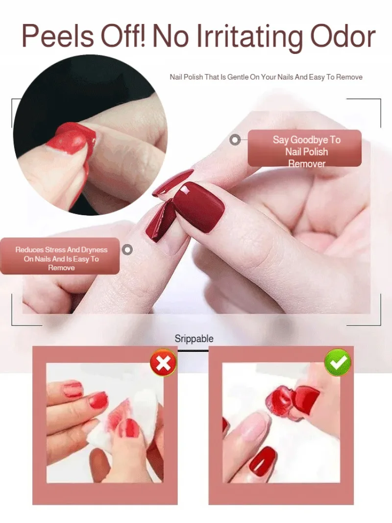 Water Based Nail Polish 15 Skin-Brightening Shades, No Lamp Quick Dry Peelable, Gentle Scent 10ml, Home Nail Art Gift for Her