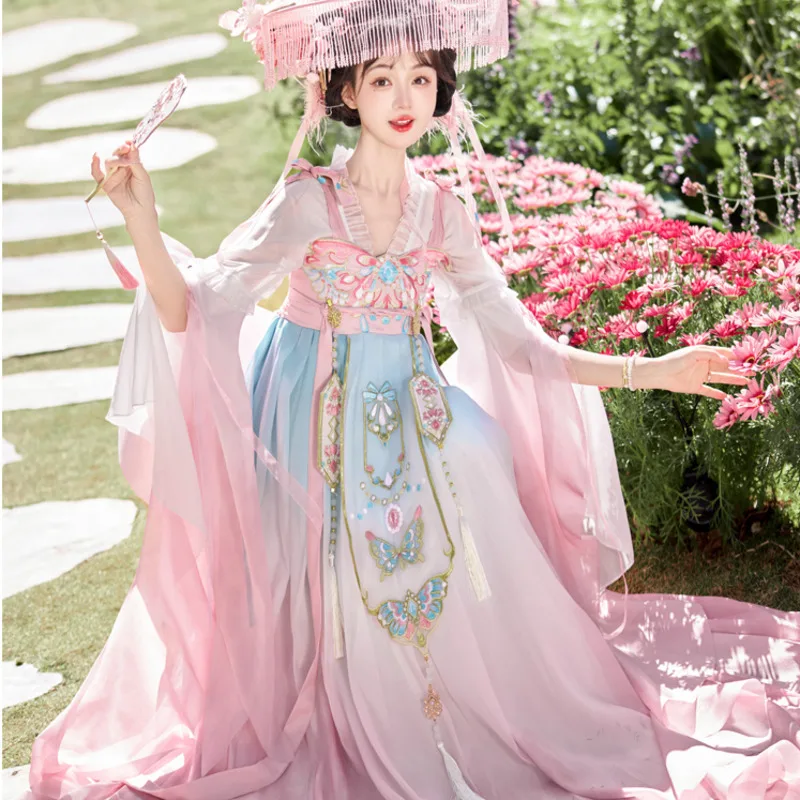 

Hanfu Jurk Vrouwen Chinese Oude Traditionele Hanfu Carnaval Prinses Cosplay Kostuum Podium Hanfu Pink & Rose Dansjurk