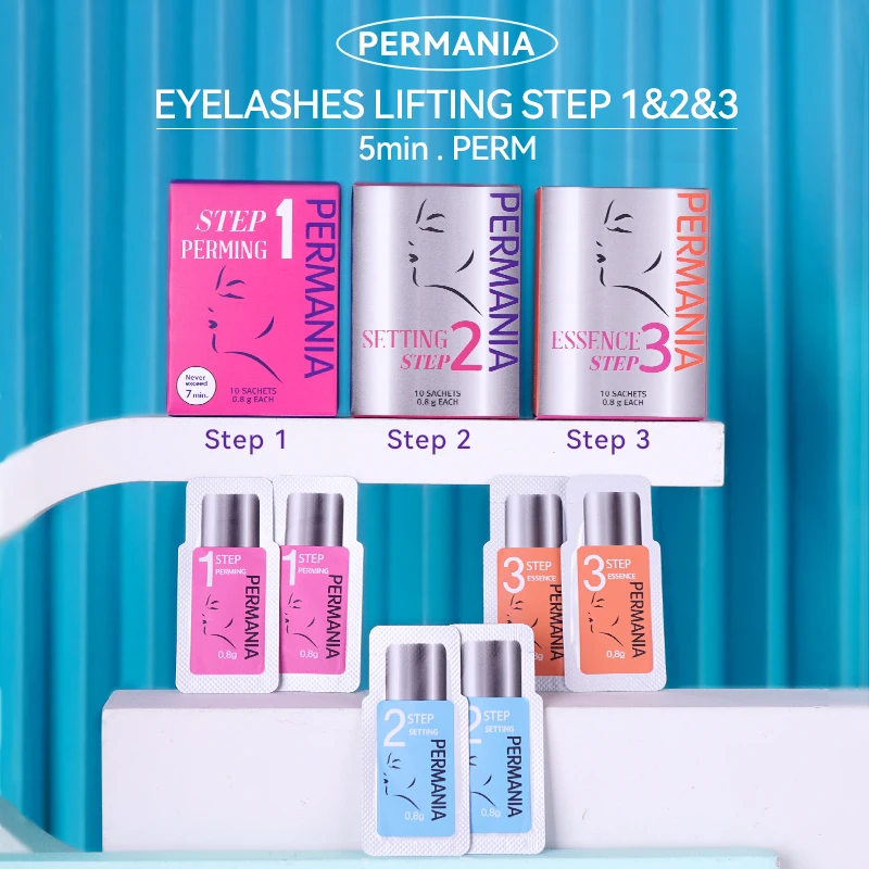 3Pcs Lomansa Plus Korea Original Eyelash-Lifting Kit Step 1 2 3 Permania Lash Perm Eyelashes Strong Long Lasting Curling Makeups