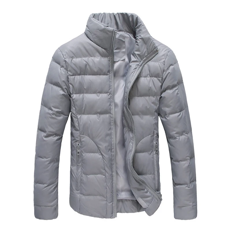 Chaqueta de algodón de gran tamaño con cuello levantado para hombre, abrigo cálido informal, acolchado a prueba de viento, Color sólido, Invierno