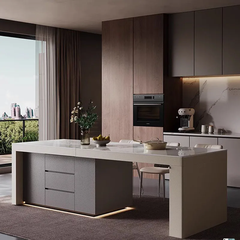 

Island dining integrated household flush telescopic lift middle kitchen advanced multi-functional rock
