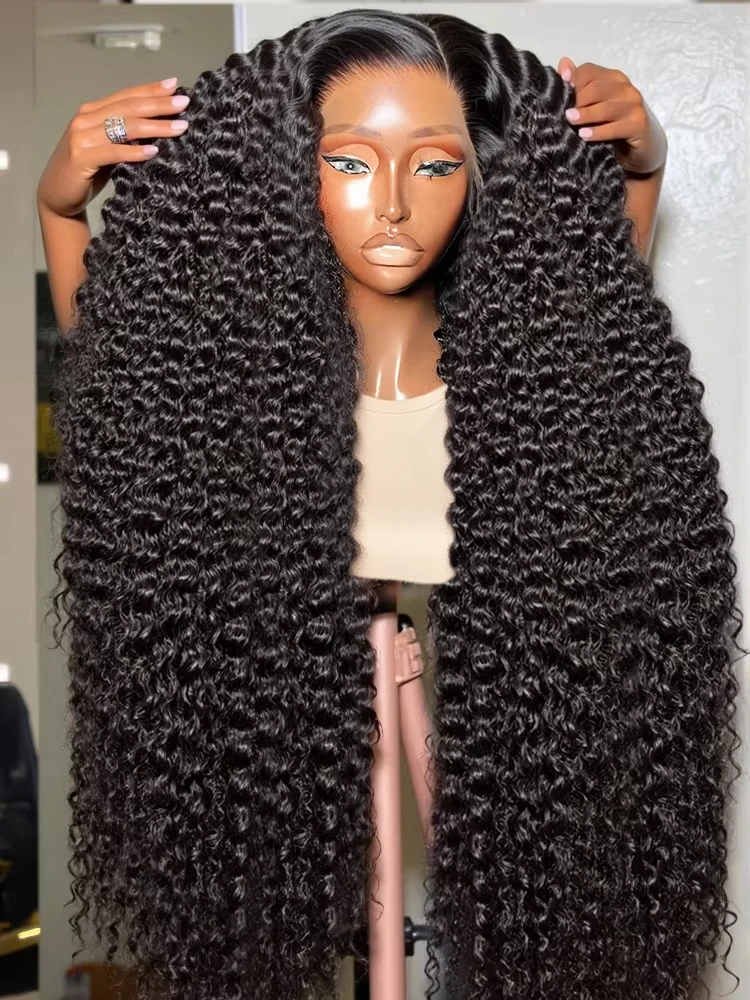 

40 Inch Deep Wave Human Hair 100 Frontal Wig Black Curly Frontal Lace Water Wave 13X6 Hd Lace Front Full 360 Lace Wig Female Wig