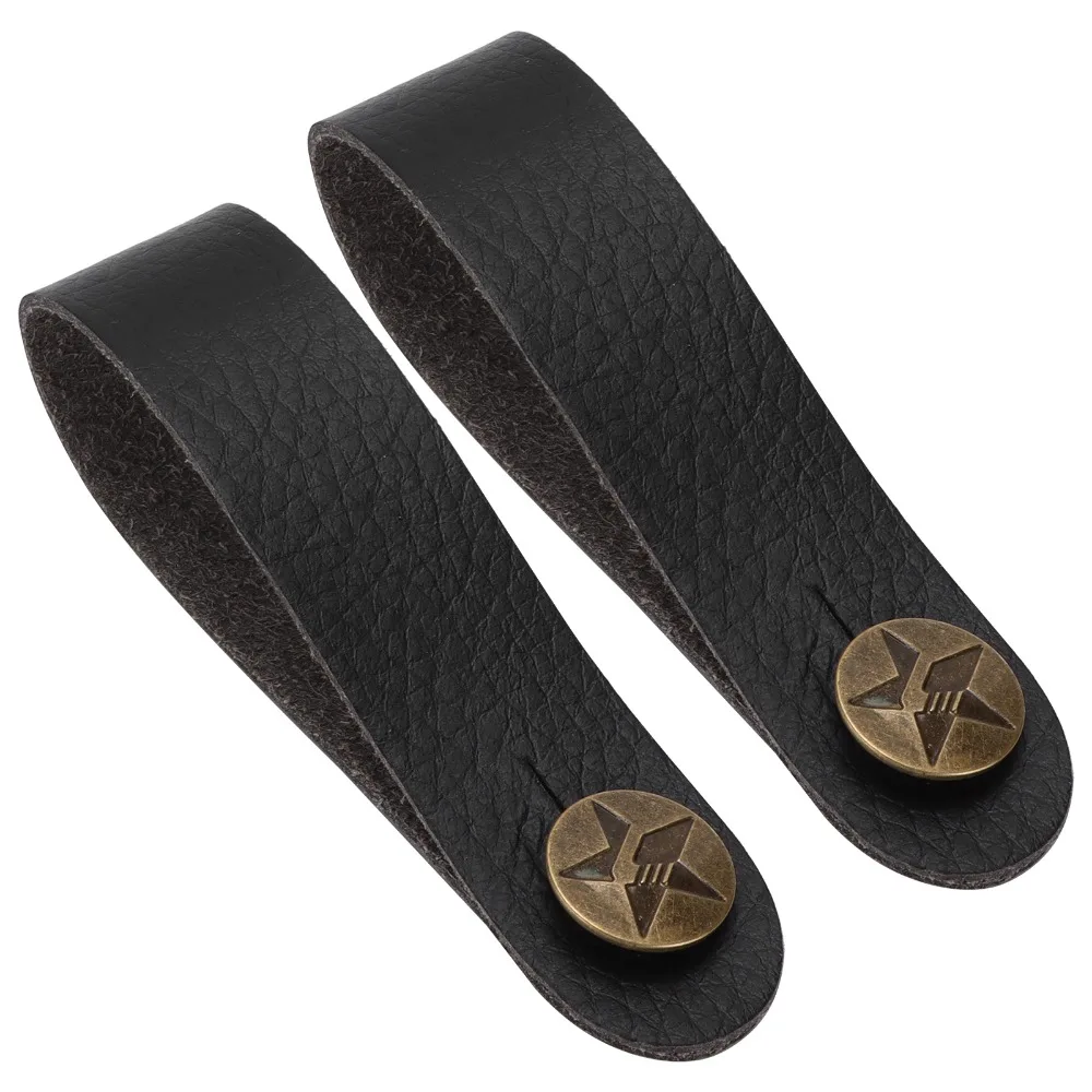 6PCS Premium Leather Material Guitar Strap Holder Black Guitar Neck Strap Tie Headstock Strap Tie For Guitars