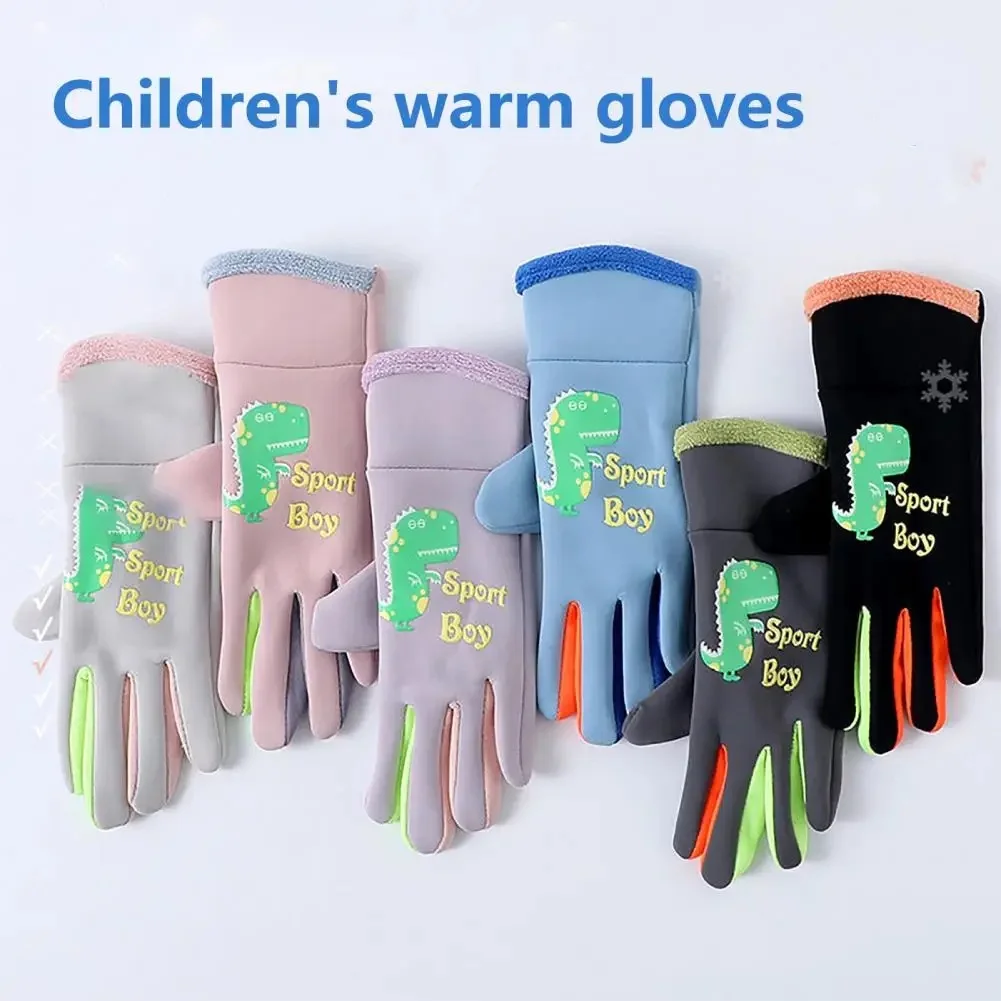 Children\'s Gloves Cartoon Night Light Outdoor Sports Warm Winter Play Snow Windproof Waterproof Cycling Gloves