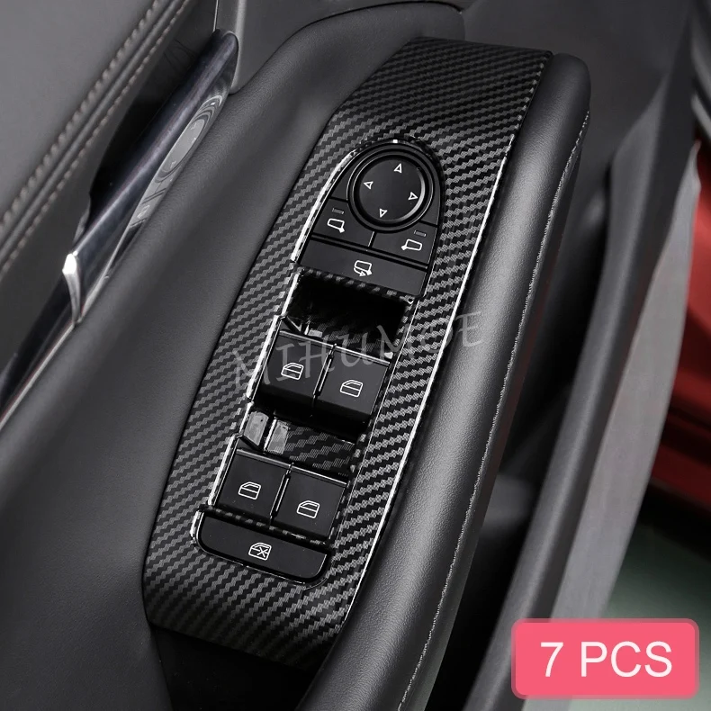 

LHD Car Windows Switch Panel Button Cover Trims For Mazda 3 BP CX-30 DM 2019-2024 Interior ABS Carbon Fiber Accessories