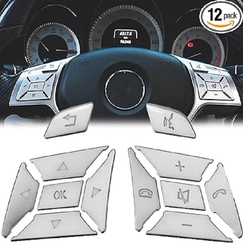 Car Steering Wheel Button Covers Trim Stickers For Mercedes Benz GLC X253 GLE W166 GLS GLA X156 CLA W176 CLS  2012 2013 2014