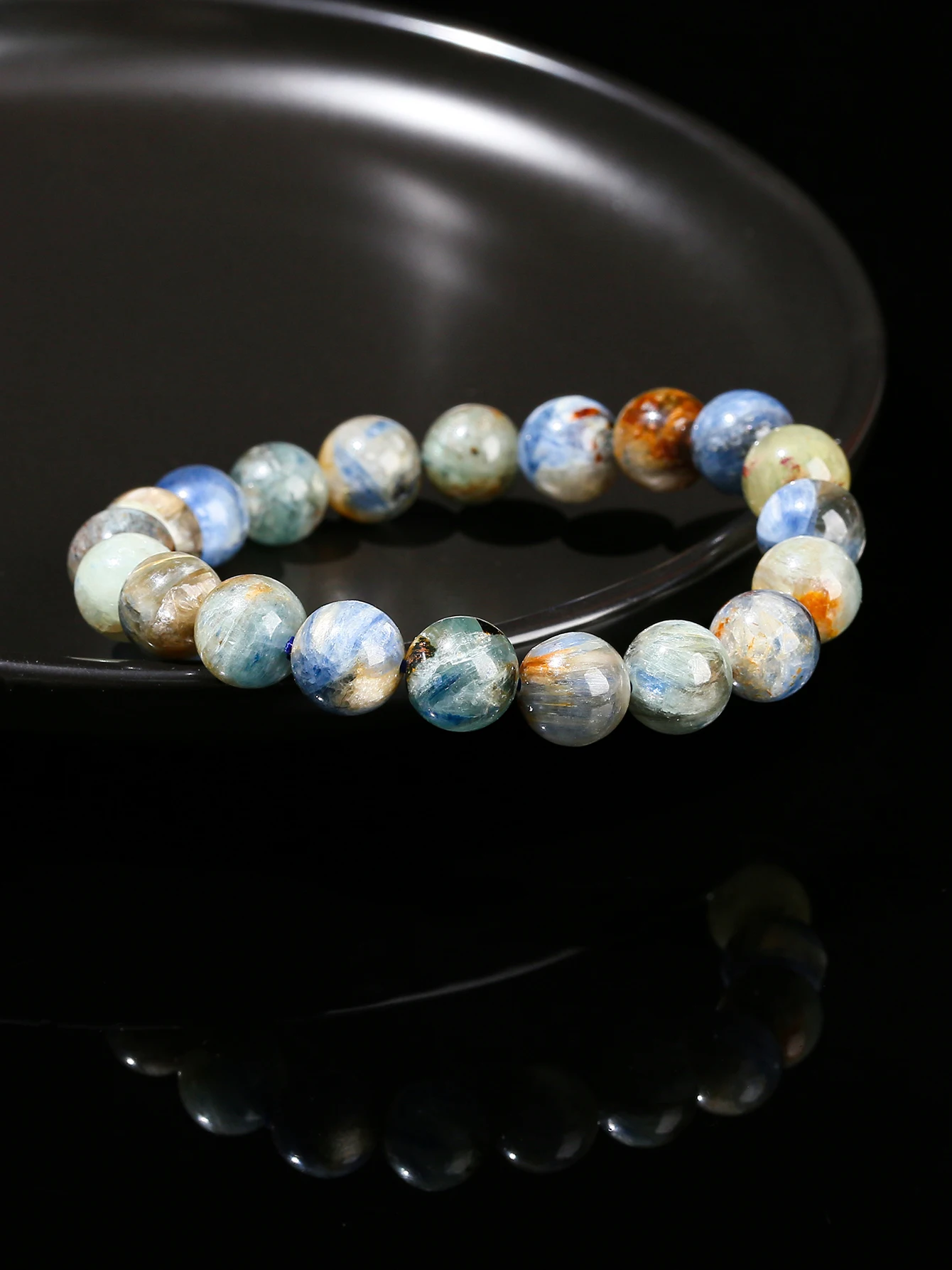 Armband aus Natursteinen, blaues Kyanit-Steinarmband, Edelsteinperlen, Chakra-Stein-Schmuck für Damen und Herren, spirituelles Geschenk. – Detail 7