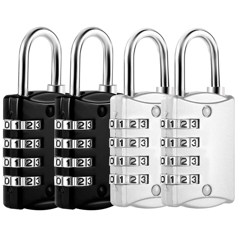 

Combination Locks, 4 Digit Lock with Metal Code Lock, Weatherproof, Suitcase Lock, Combination Lock for Locker,Gym White