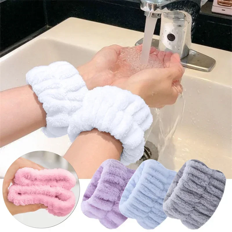 1pcs Women Face Wash Wrist Washband Soft Reusable Towel Wristbands Girls Yoga Running Sport Wrist Sweatband Sweat Absorption