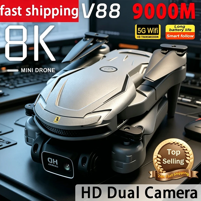 

Новый дрон NewV88 8K с профессиональной HD-камерой, двойной камерой, 5G GPS, обходом препятствий, для улицы, с бесщеточным двигателем, оптическим датчиком, складной квадрокоптер