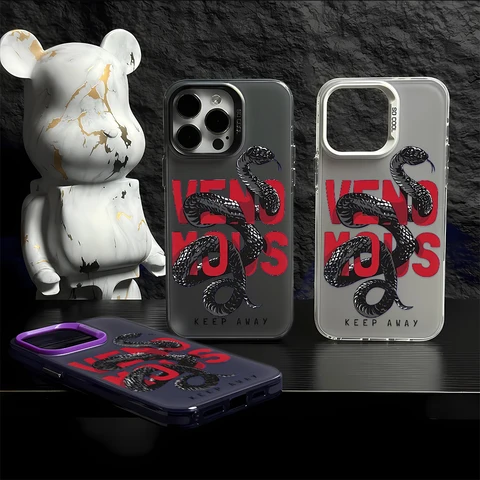 Чехол для телефона «Змея» Venomous для iPhone 17, 16, 15, 14 Plus, 13, 12, 11 Pro Max, двухцветный модный защитный чехол из ТПУ