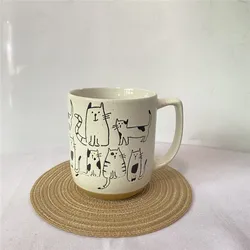 Super Cute Hand-painted Ceramic Tea Cup Cartoon Cat Large Capacity Coffee Mug Cups Home Office Kitchen Bar Creative Gift