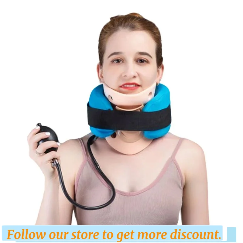 Neck Traction Inflatable Removable Stretcher Cervical Brace Medical Orthopedic Collar Pain Relief Correction Fixation Tractor