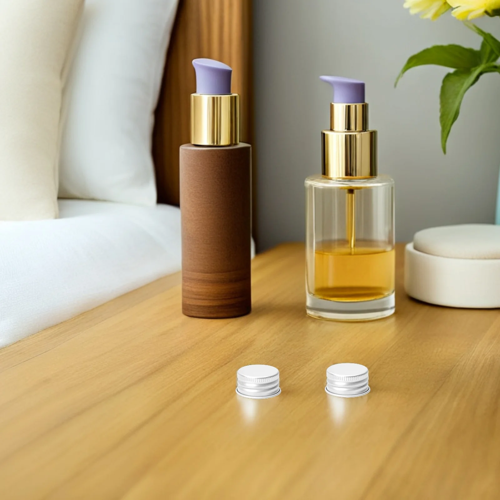 

100Pcs Portable Aluminum Screw Caps Leakproof Lotion Bottle Replacement Threaded Lids Glass Jar Caps Travel Mini Sealed Tops