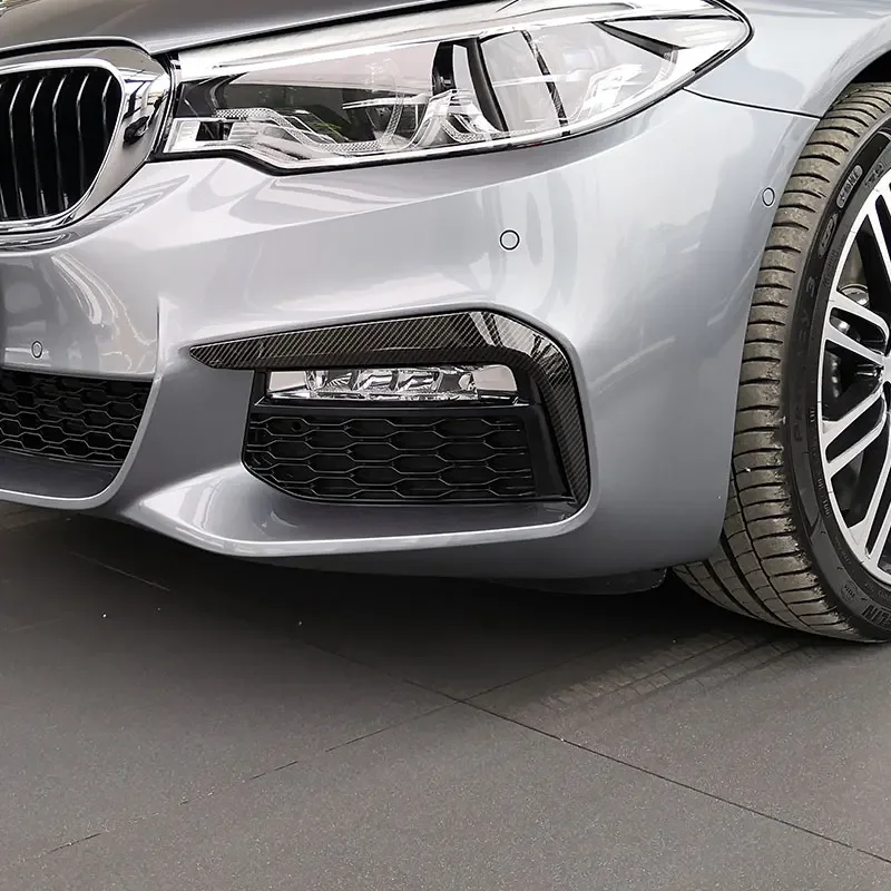 

For BMW 5 Series G30 530liM 2018-2023 ABS Carbon Fiber Car Front Fog Strips Cover Trim Sticker Car Accessories