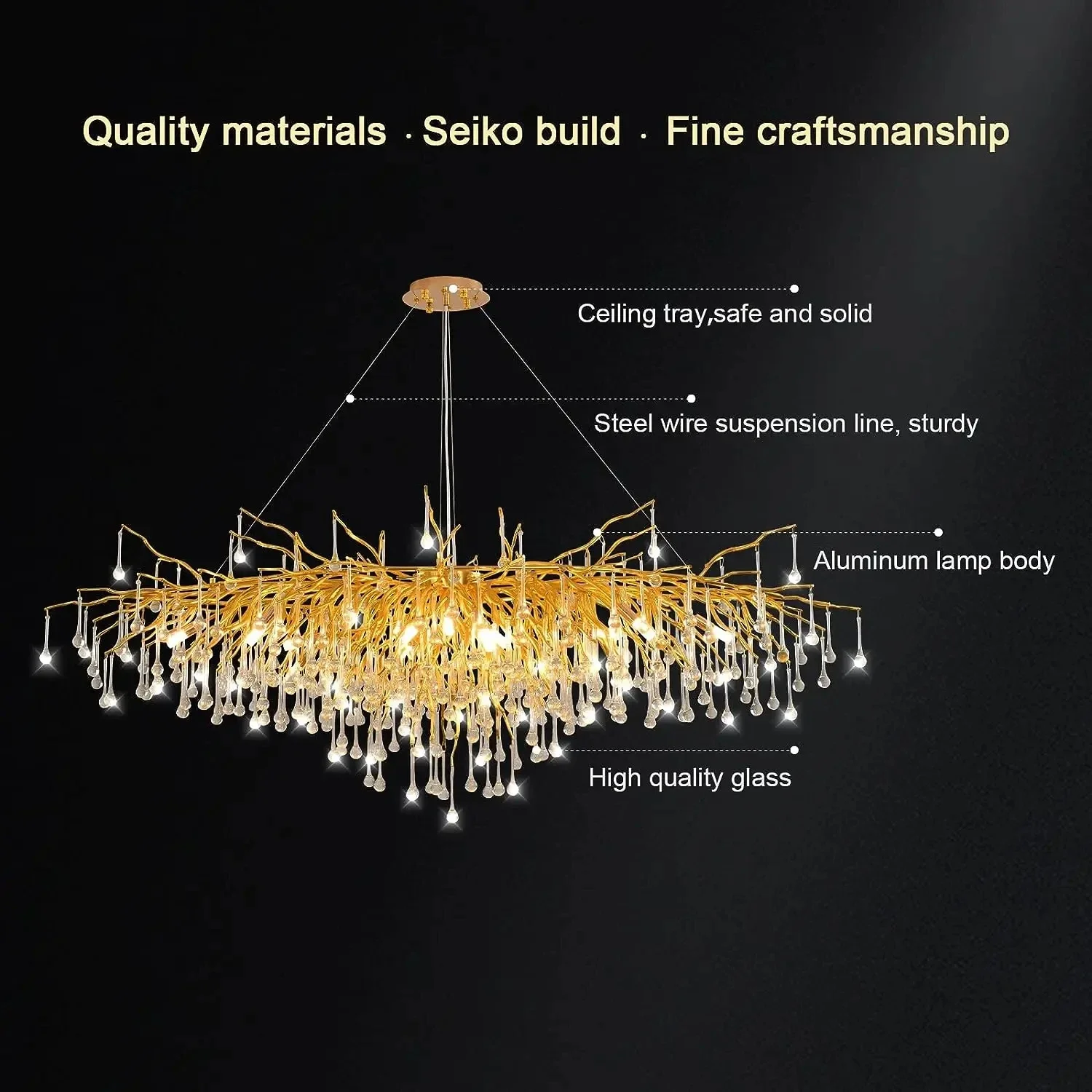 Modern Gold Crystal Ceiling Chandeliers For Dining Living Room Bedroom Luxury Tree Branch Chandelier Pendant Light Decor Lustre