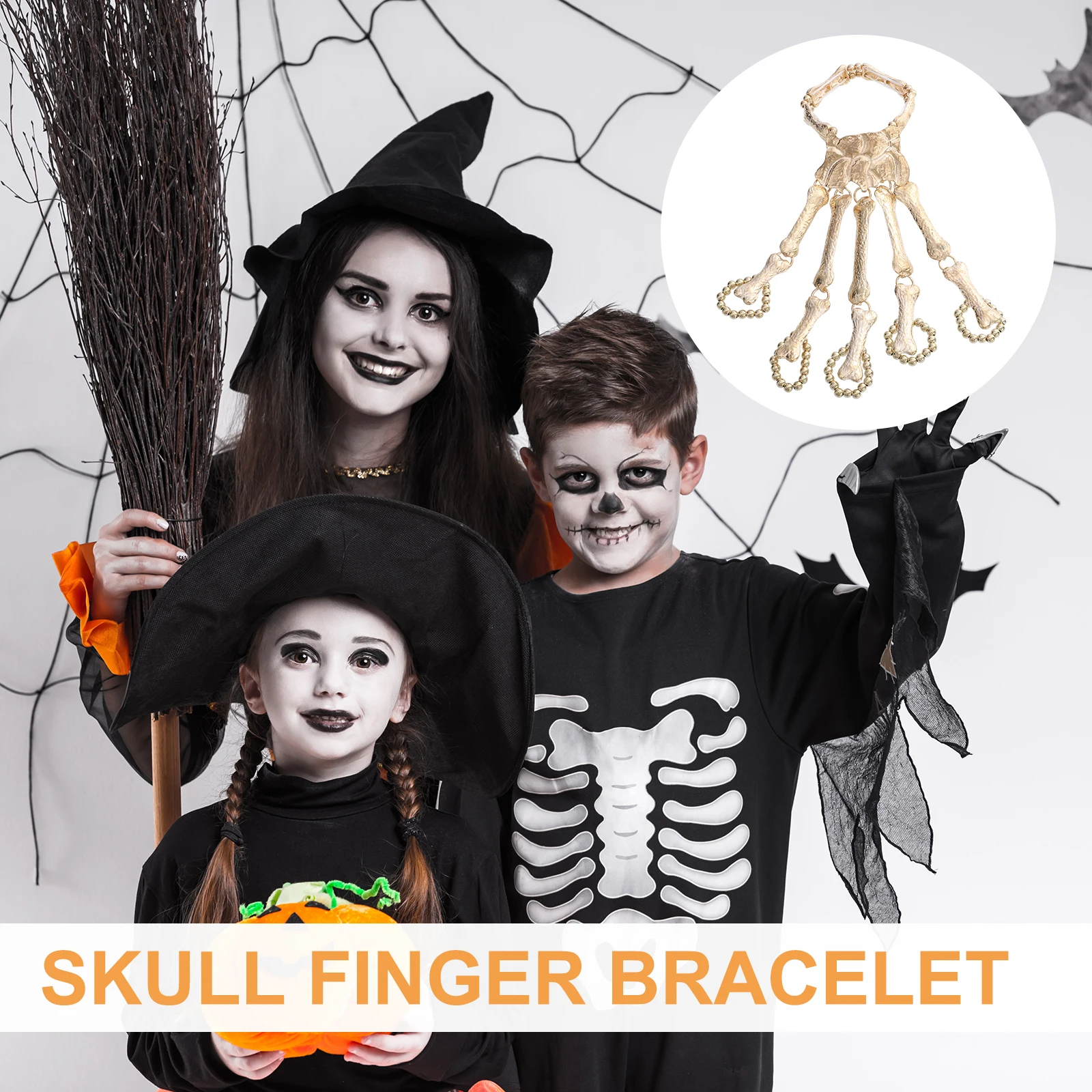 

Simulation Bracelet Hand Chain Men Skull Finger Bone Accessories Halloween Metal