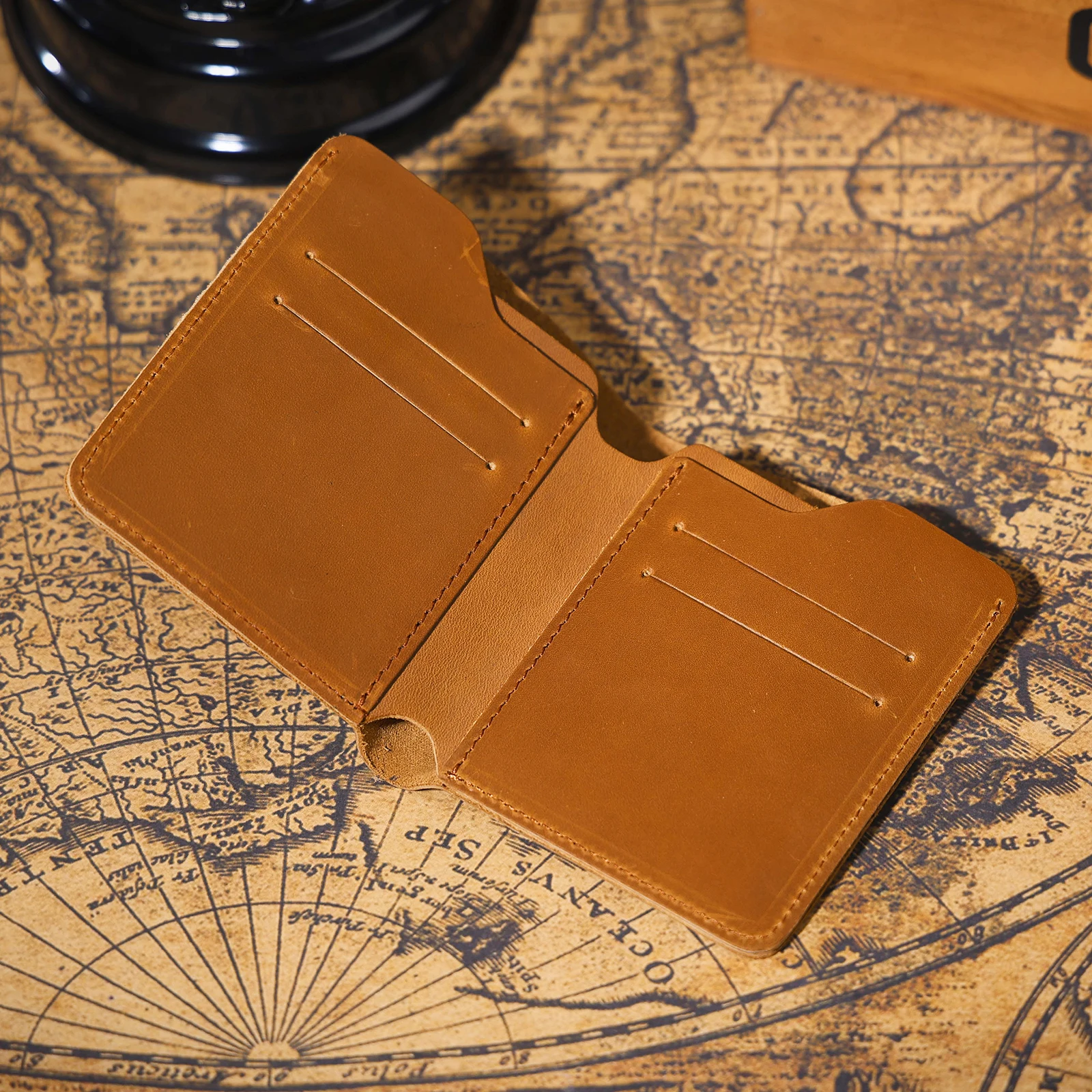 S.WORKER Vintage Kurze Geldbörse aus Vollnarbenleder für Herren, Taschenbrieftasche, Kartenhalter, Bargeldtasche – Detail 7