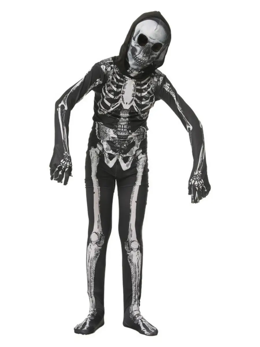 New loween Skeleton Costume Children's Tight-Fitting One-Piece Death Terror Skeleton Role-Plang Clothing Polyester