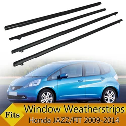 4PCS Car Outer Window Rubber Weatherstrip Waterproof Pressure Strip Sealing Belt Moulding Trim For Honda FIT JAZZ GEN2 2009-2014