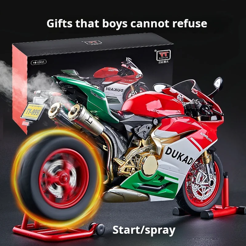 

Spray 1:9 Scale Ducadi 1199 Alloy Large Motorcycle Model Diecast Bootable Sound Light Kid Toy Birthday Gift Hobby Collect Exquis