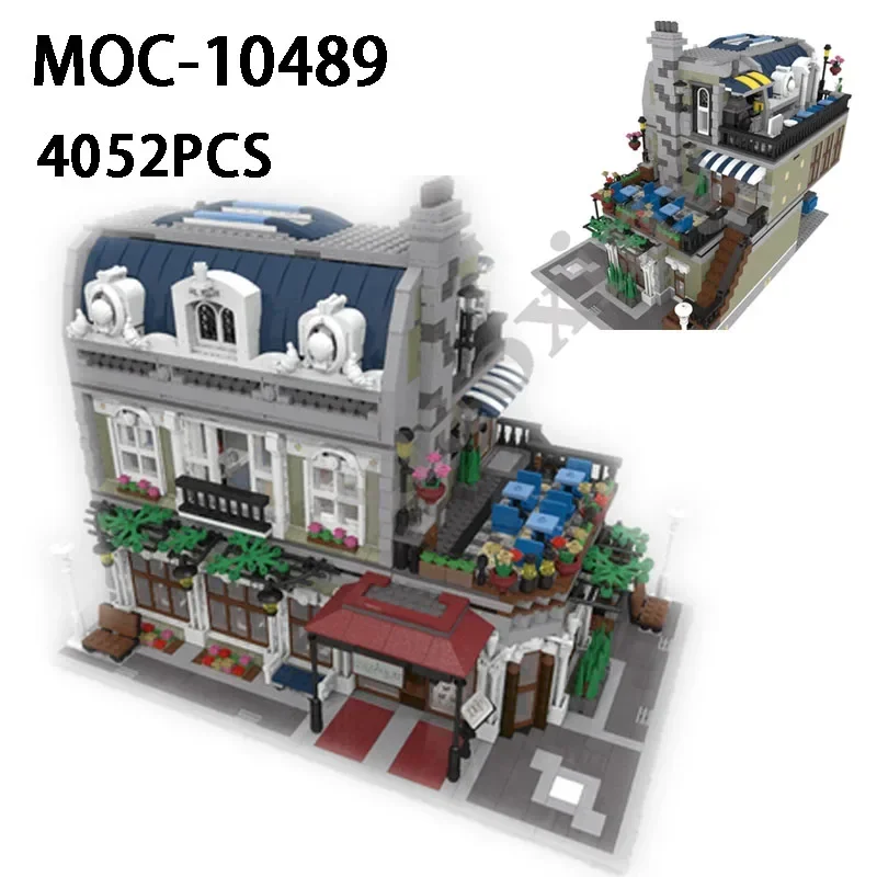 New MOC-10489 Paris Restaurant Corner 4052 Pieces Set Improved DIY Custom Interest Block Kids Toy Birthday Christmas Gift