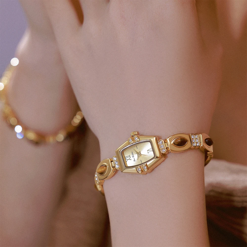 BS Bee Sister Fashion Quartz Women Watches Tonneau Dial Alloy Luxury Vintage Watch For Woman New Gifts