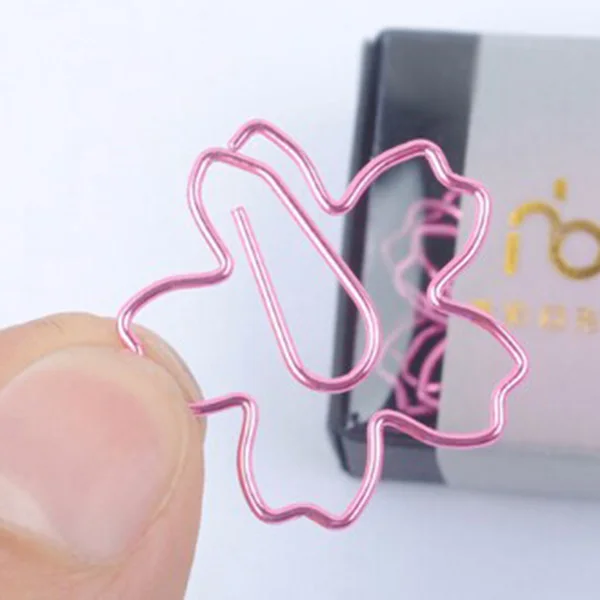 12Pcs/Lot TOP QUALITY Plated Pink Paper Clips Sakura Paper Needle Bookmark Metal Memo Clip Stationery Cherry Blossoms Box Clips