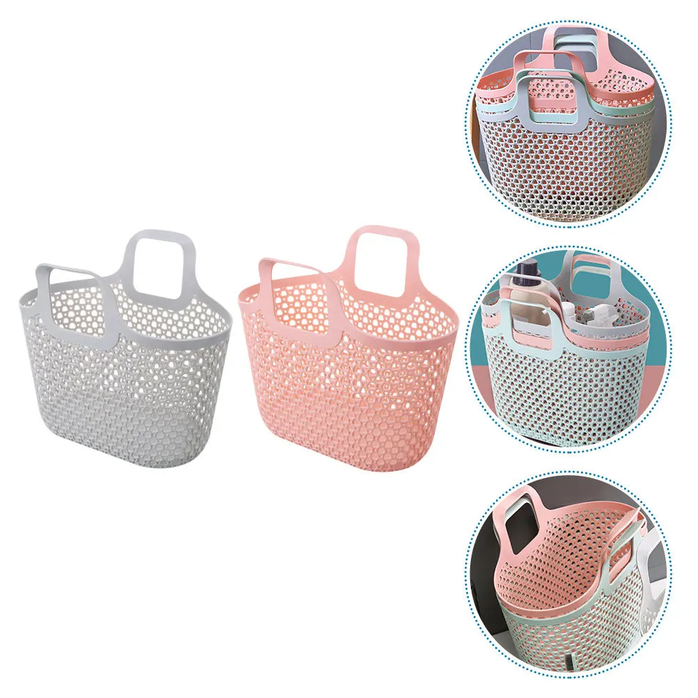 

2Pcs Handheld Hollow Storage Basket Bathroom Organizer Portable Toiletries Container Household Sundries Holder Space Saving