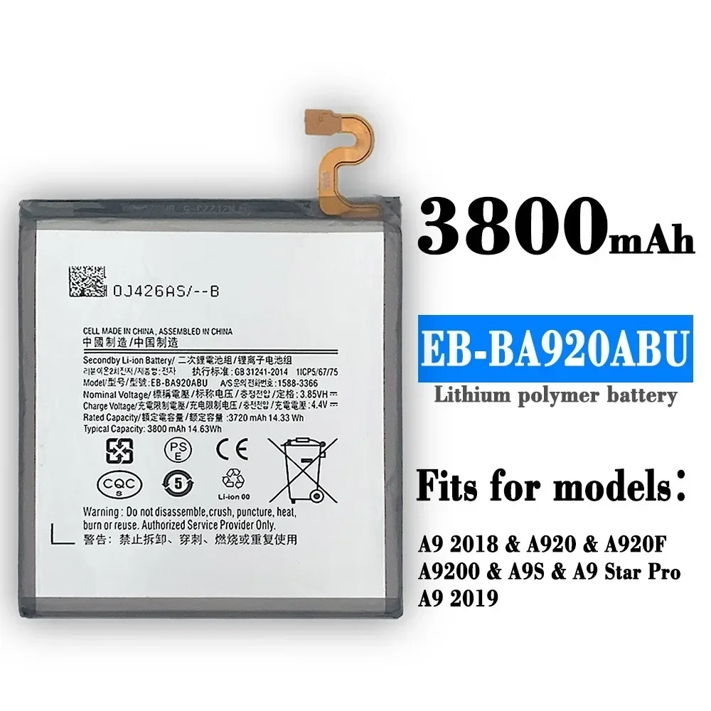 EB-BA920ABU 3800mAh Battery For SAMSUNG Galaxy A9 2018 A9s A9 Star Pro A9 2019 SM-A920F A9200 Mobile Phone +Tools