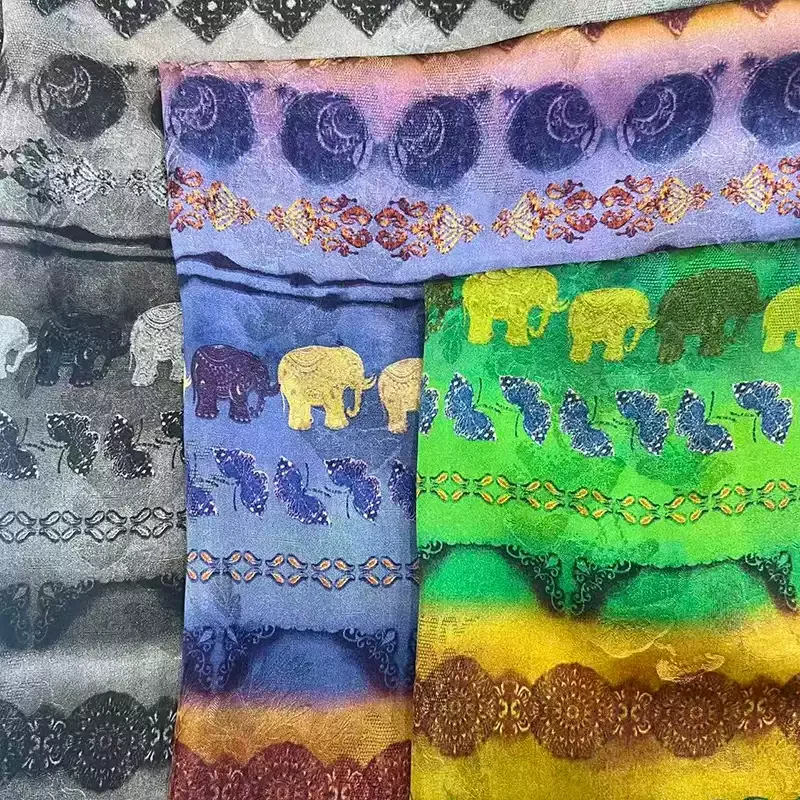 Artificial Silk Printed DIY Sewing Fabric for Skirts And Bags Lightweight Craft Material