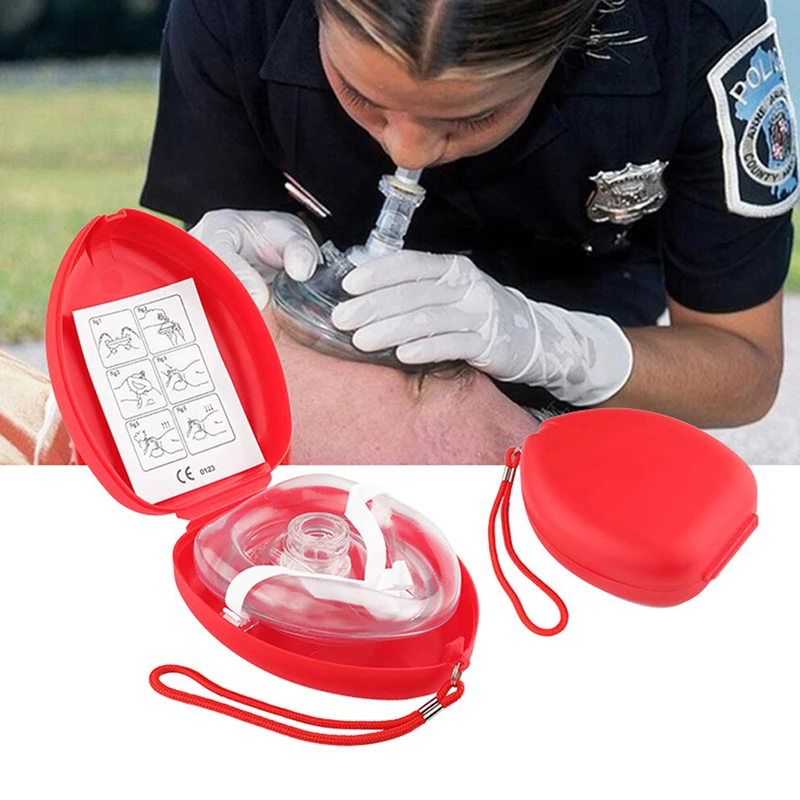 1Pc Red Artificial Respiration One-Way Breathing Valve Mask First Aid CPR  Breathing Mask Protect Rescuers Mask Accessories