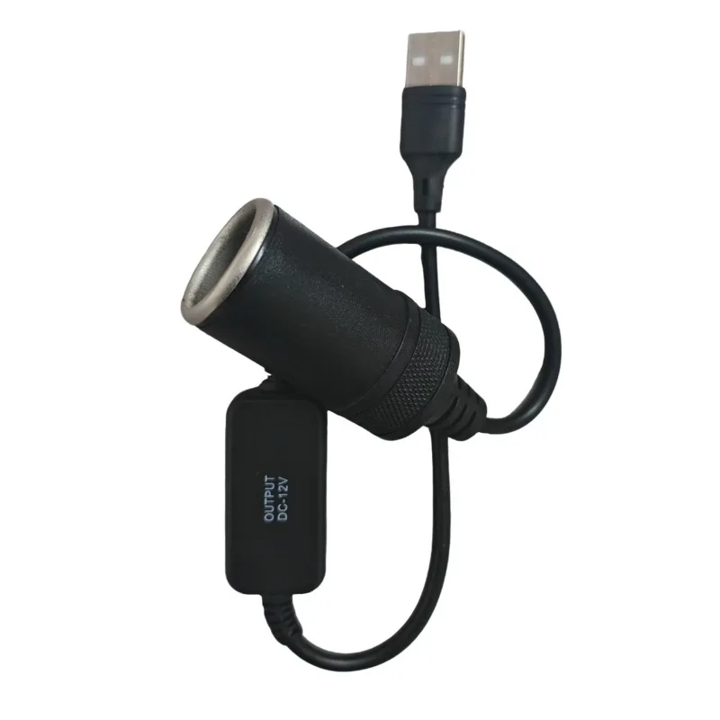 2PCS USB to Cigarette Lighter Female Socket Boost Cable, 5V to 12V Power Booster Extension Cord
