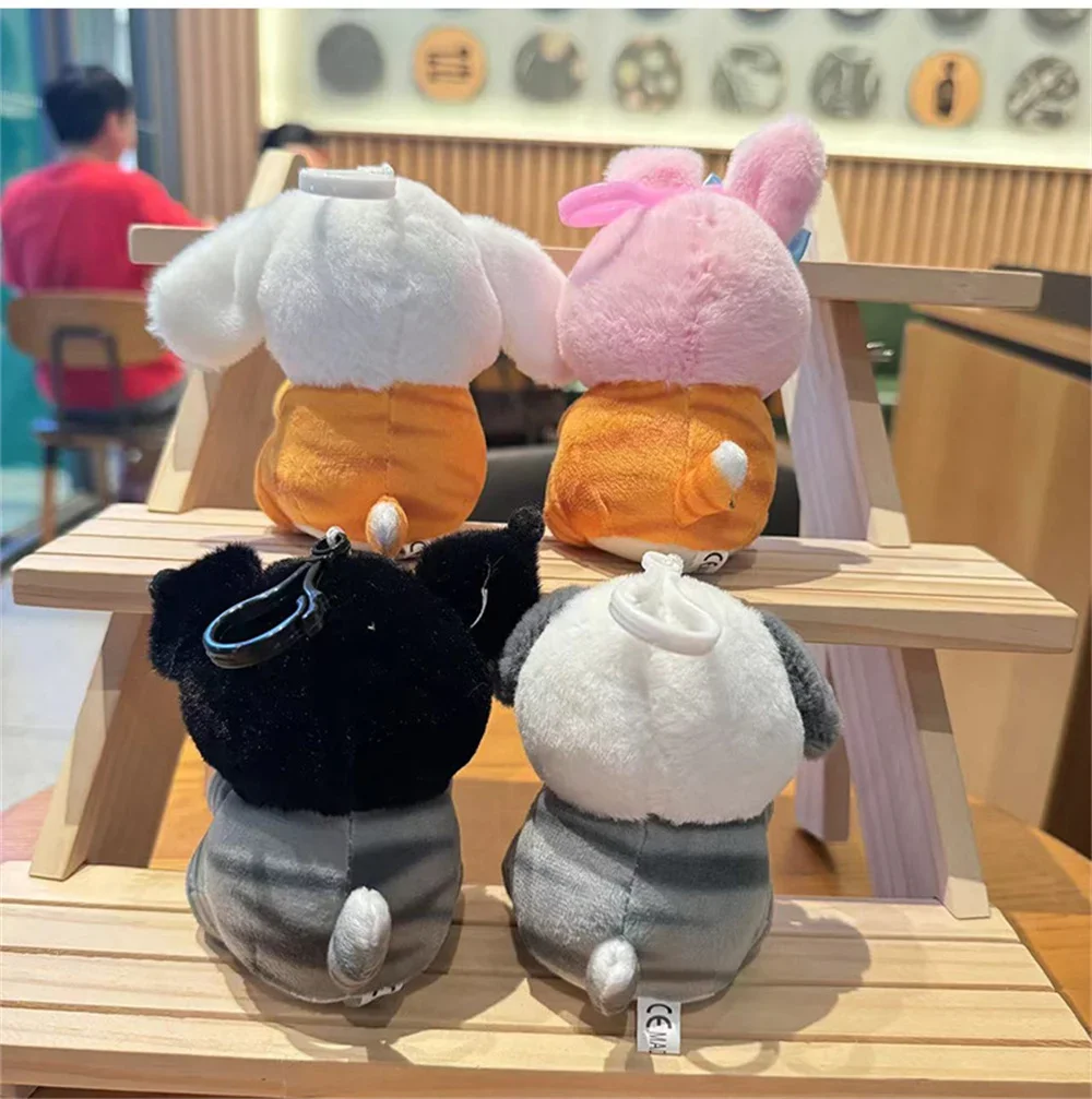 @@@2025** اليابانية لطيف الكرتون سحب سانريو مع لطيف القط دمية ألعاب من نسيج مخملي حقيبة معلقة فتاة القلب هدية!