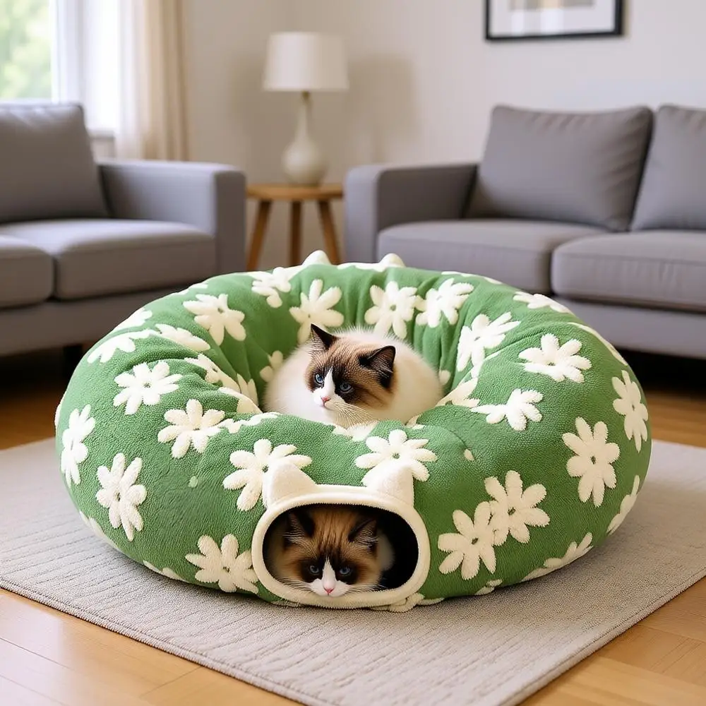 

Cat Tunnel Bed with Soft Cushion, Toys for Indoor Cats, Enhance Bonding, Encourage Exploration, Satisfy Natural Instincts for Ki