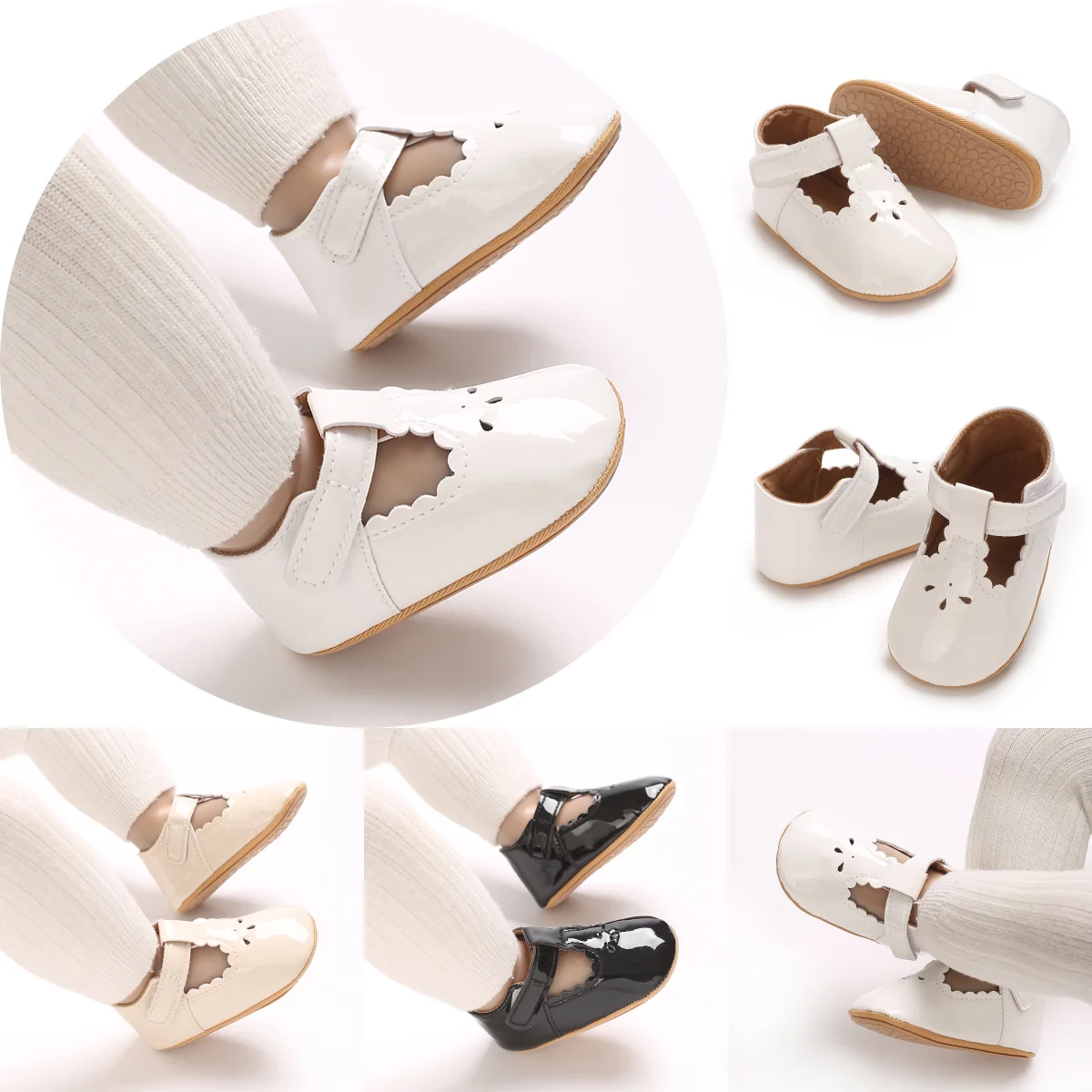 

Solid color breathable Rretr Mary Jane Spring Baby Shoes PU Newborn Girls Shoes First Walkers Princess Bowknot Baby Prewalke