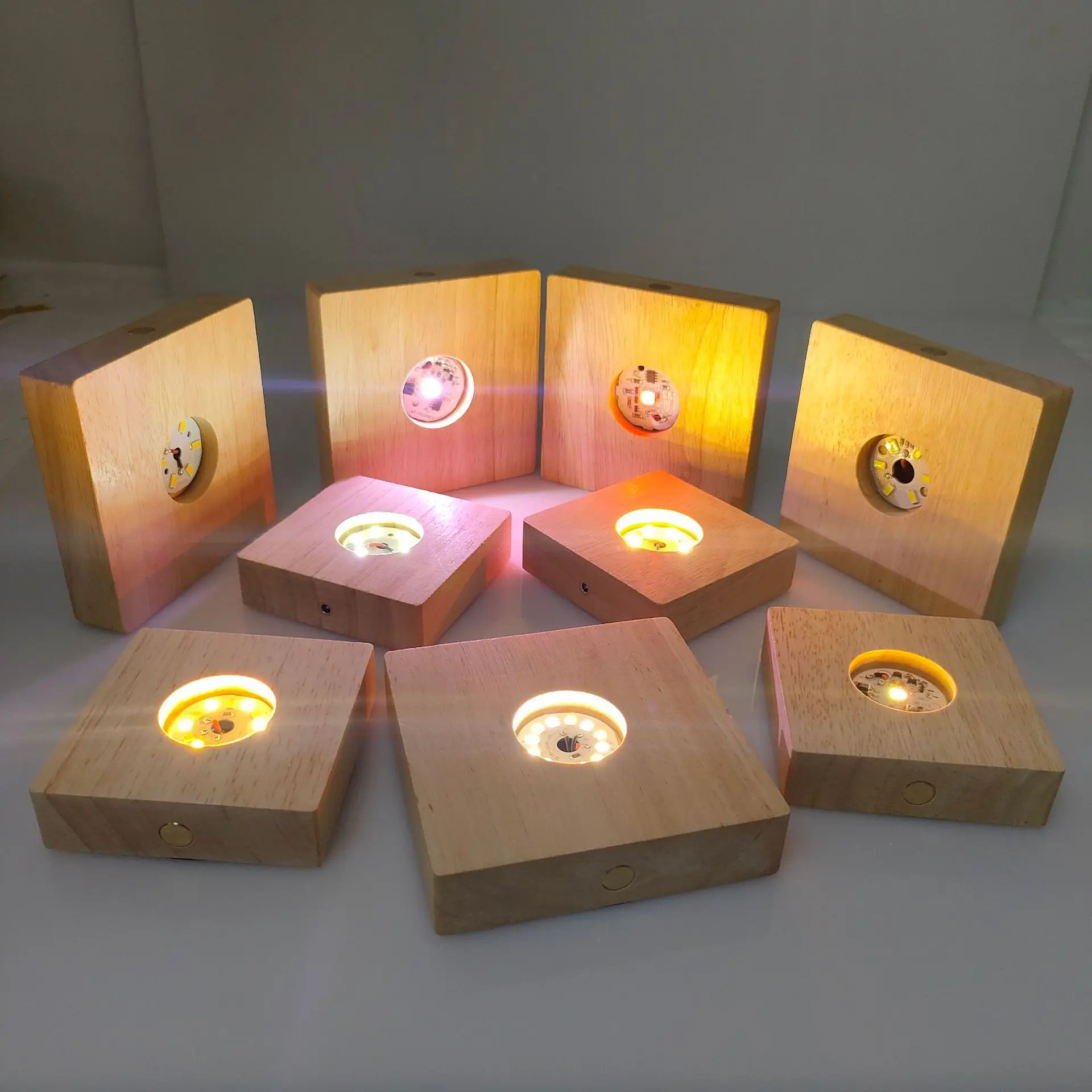 Solid Wood Charging Luminous Base for Night Light