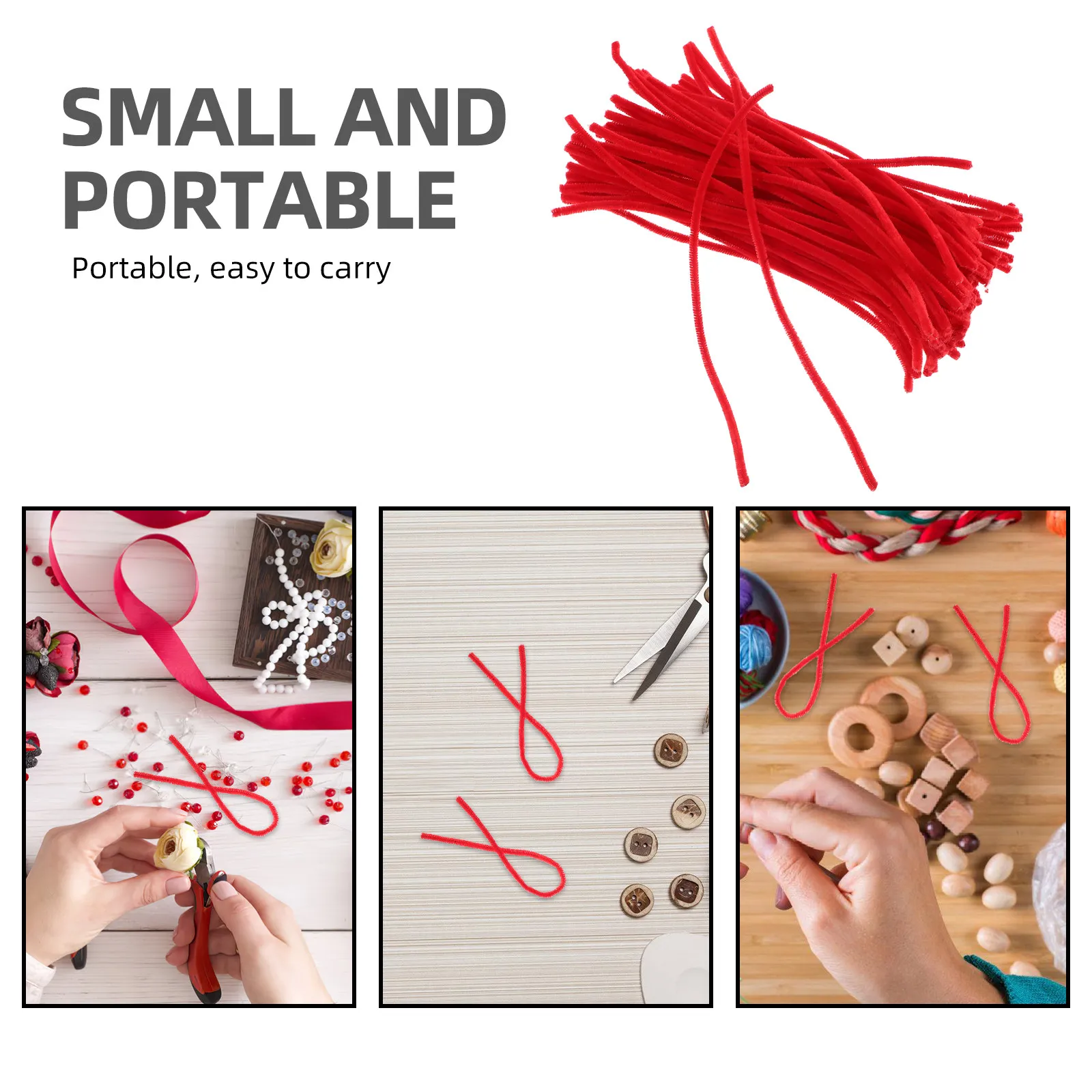 

100 шт. красных синельных проволок (трубочек) для детского творчества, рукоделия, художественных проектов и декораций