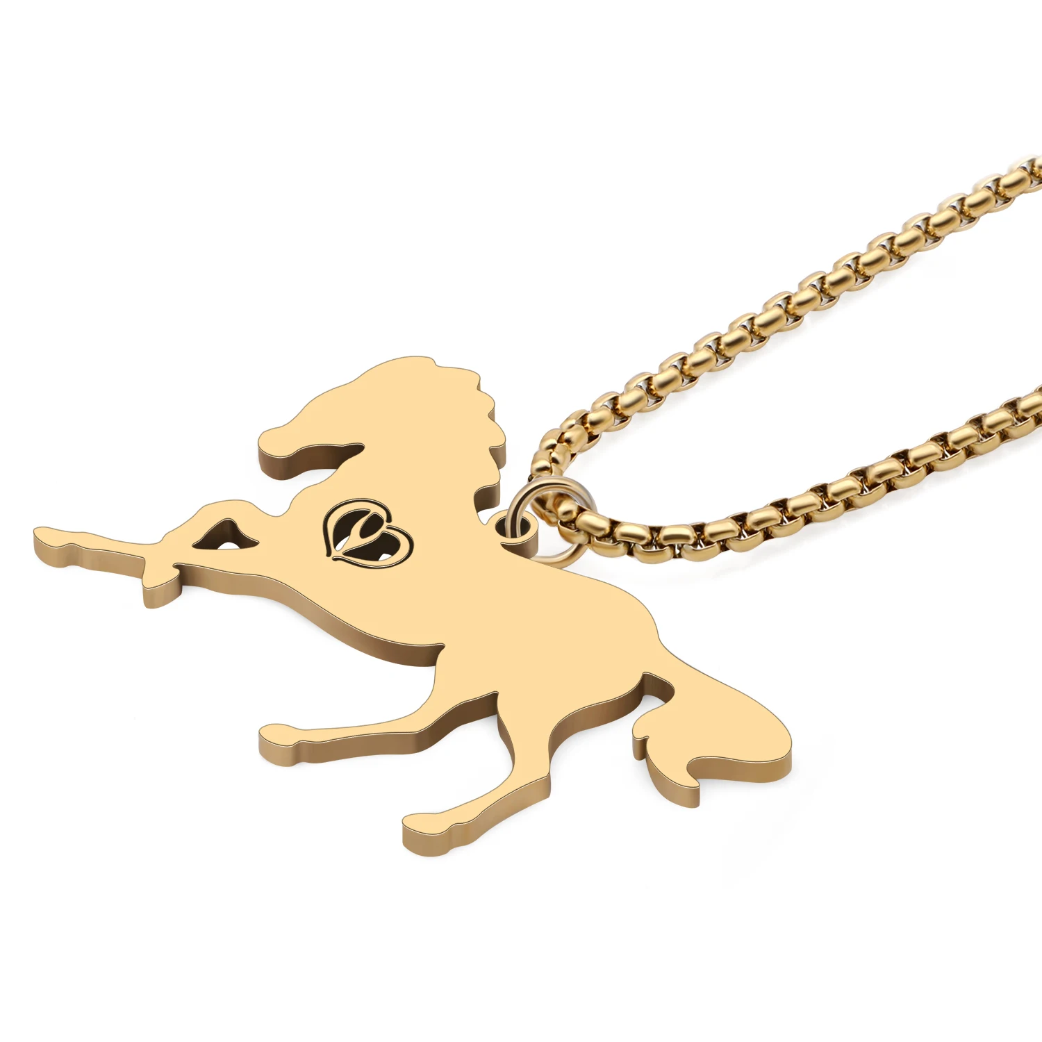 Bonany Stainless Steel Running Horse Silver Plated Gold Necklace Pendant Chain For Women Girls Kids Charm Gifts Accessories