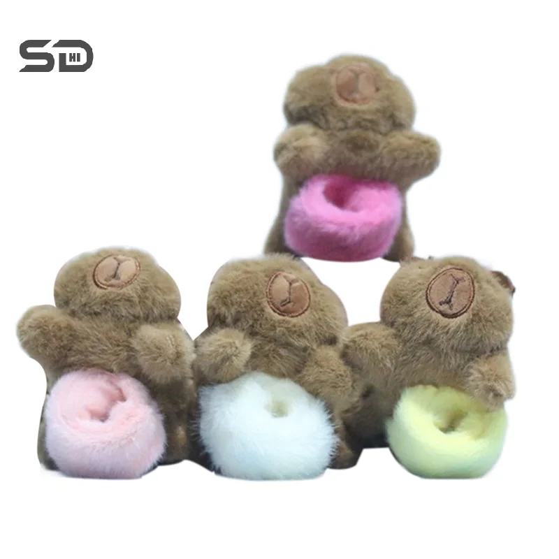 Lovely Plush Cartoon Capybara Plush Toys Pendant Keychain Cute Funny Creative Slap Snap Wrap Wrist Bracelet Birthday Gifts