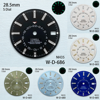 28.5mm S Logo Sunburst Dial Fit NH35/NH36 Japanese Movement Green Luminous High-Quality Watch Modification Accessories