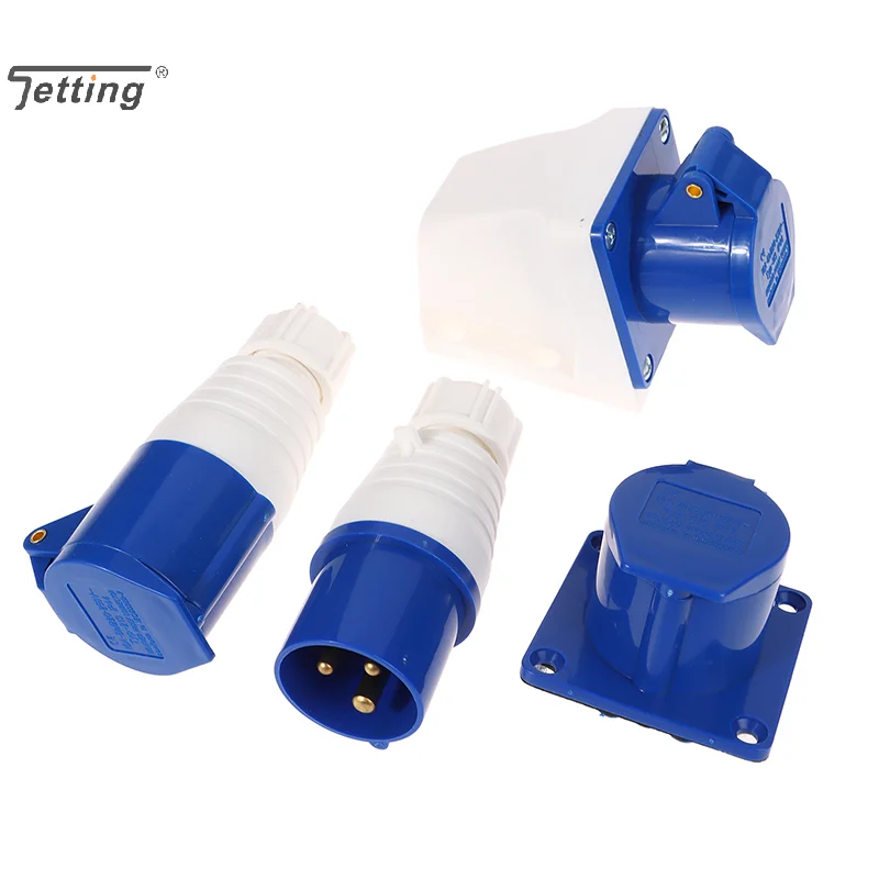 220V 16A 3 Pin Industrial Waterproof Plugs/Socket Male/Female Connector IP44 2P For Caravan Motorhome Trailer Truck Yacht