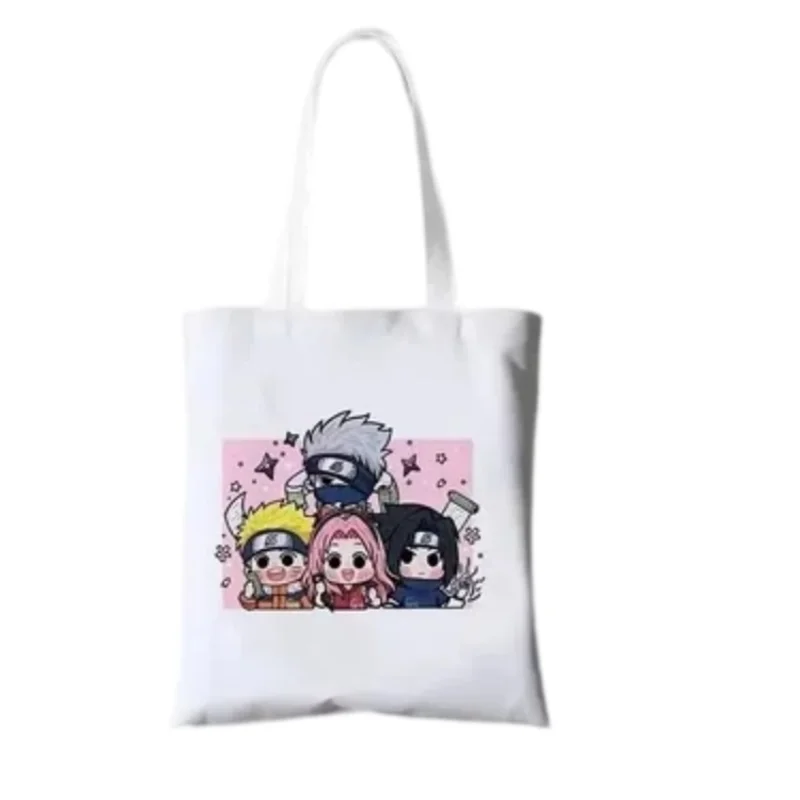 Naruto Canvas-Tasche, Hatake Kakashi und Uchiha Sasuke, Cartoon-Design, modisch, schlicht, große Kapazität, tragbar, ideal für unterwegs, Handtasche für Schüler. – Detail 3