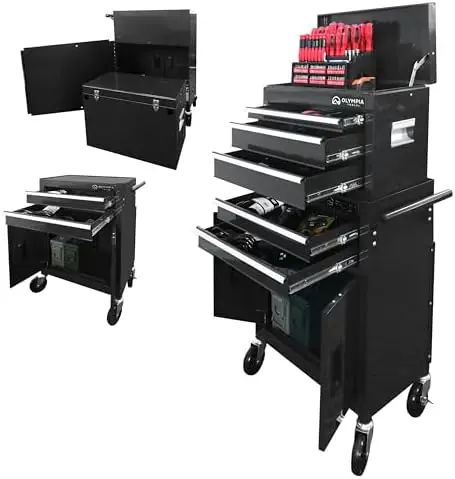20-Inch Rolling Tool Cabinet Organizer, Heavy-Duty 5-Drawer Metal Tool Chest with Wheels and Locking Storage for Garage