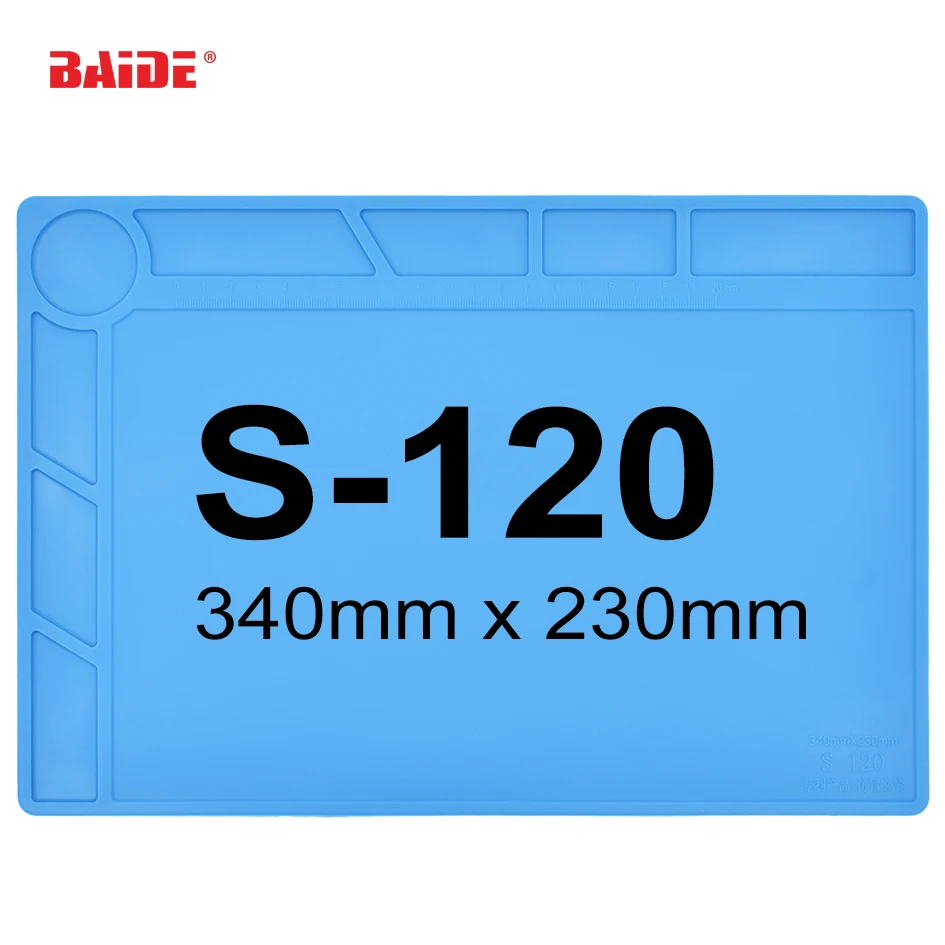340mm x 230mm Working Mat Blue Heat Resisting Silicone Repair Mat S-120 for Fix Soldering Station with Scale Rule 50pcs/lot