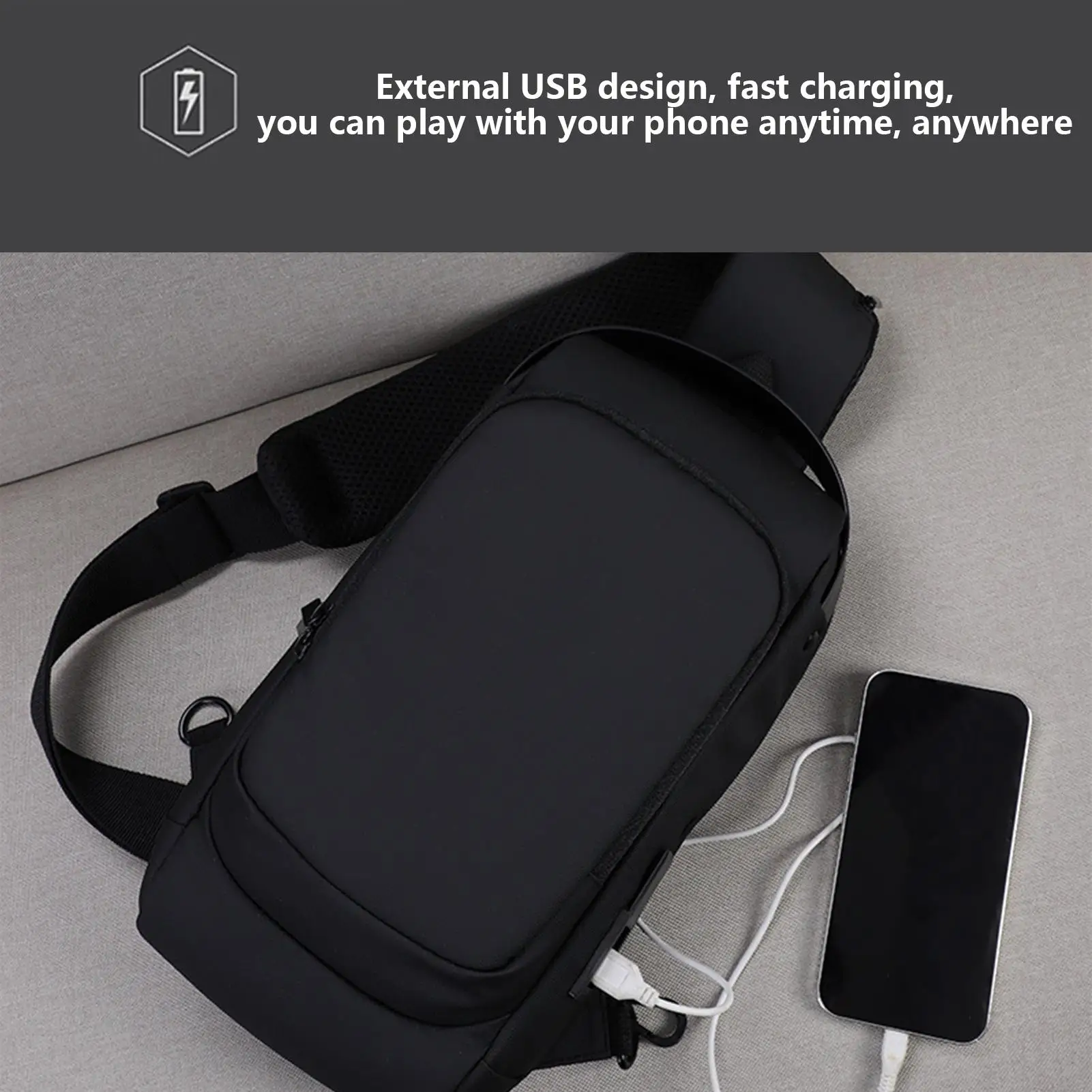 

Sling Bag Travel Anti-theft Shoulder Bag Travel Anti-theft Pack With USB Charging Port Large Capacity Shoulder Daypack For