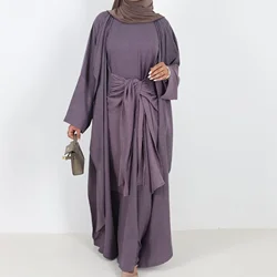 Kaftan Femme Musulman Abayas für Frauen Dubai Luxus Truthahn Ramadan islamisches Outfit Abaya 2-teiliges Set Wickel Innen kleid muslimische Sets