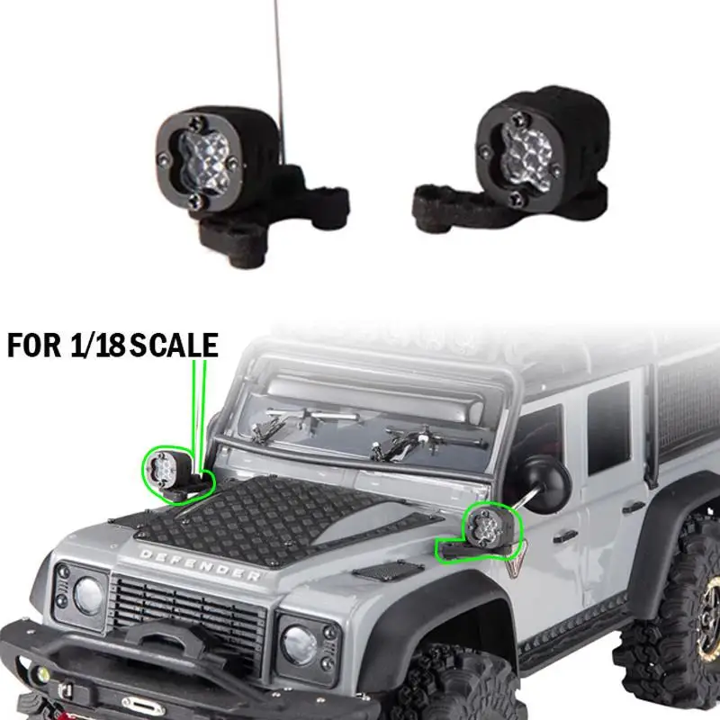 A-pillar Spotlight With Antenna Side Square Searchlight 1/18 Rc Crawler Car Trax/as Trx4m Bronco Defender Axial Scx24 Fms24