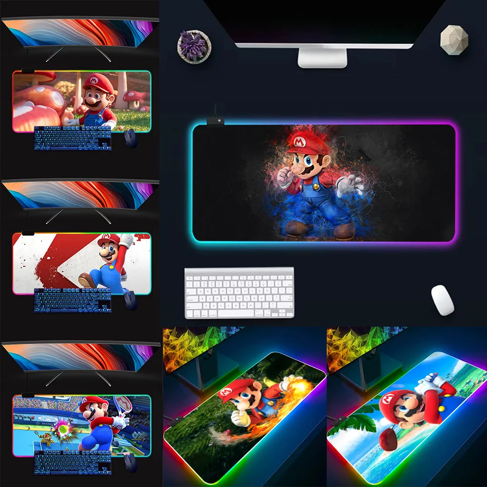 

Game Bros Super M-Marioes RGB Pc Gamer Keyboard Mouse Pad Mousepad LED Glowing Mouse Mats Rubber Gaming Computer Mausepad