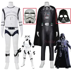 Reneecho cosplay Halloween Costume For Kids Black Darth Jumpsuit Cloak Vader Cosplay Boys Birthday Party Costume